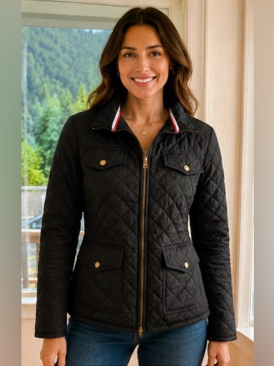 Tommy Hilfiger Jackets & Blazers - Tommy Hilfiger Black Quilted Utility Jacket with Gold Hardware